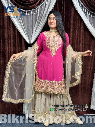 Top: Organza with Embroidered Khatli Work